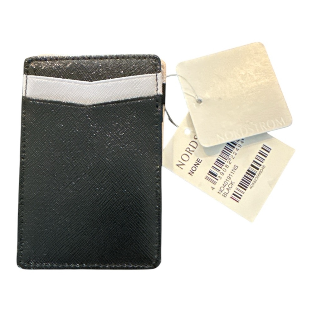 NWT Nordstrom  Black Leather cardholder wallet